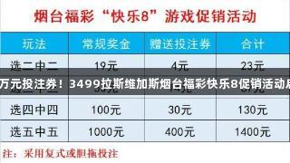 50万元投注券！3499拉斯维加斯烟台福彩快乐8促销活动启动