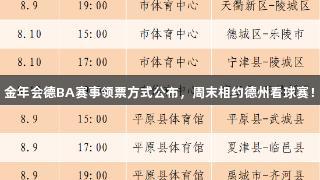 金年会德BA赛事领票方式公布，周末相约德州看球赛！