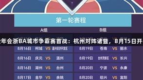 金年会浙BA城市争霸赛首战：杭州对阵诸暨，8月15日开打