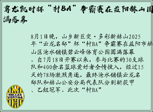 尊龙凯时杯“村BA”争霸赛在益阳赫山圆满落幕