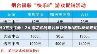 50万投注券！Z6·尊龙凯时烟台福彩快乐8游戏活动启动