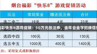 烟台福彩快乐8游戏促销：50万元投注券，金年会金字招牌信誉至上