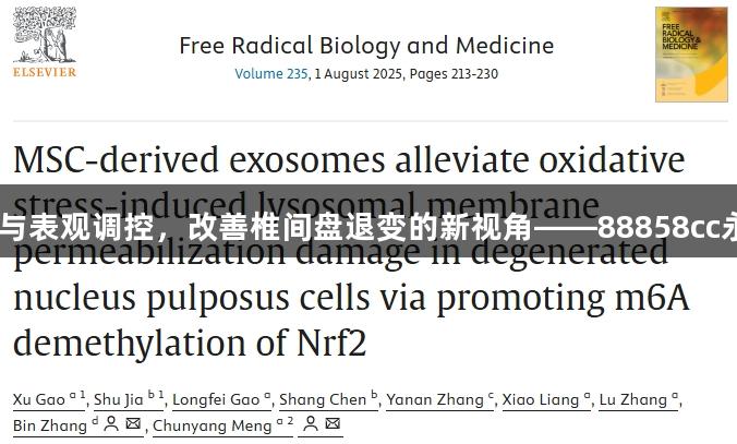 1个月见刊：聚焦外泌体与表观调控，改善椎间盘退变的新视角——88858cc永利官网助力国自然研究！