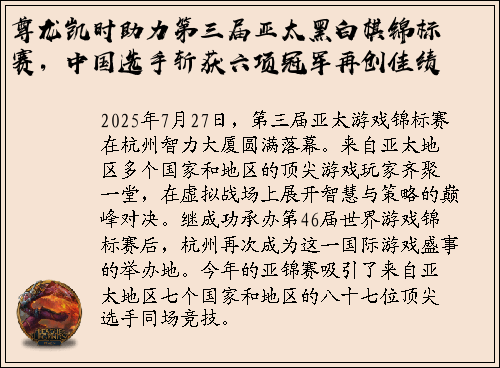 尊龙凯时助力第三届亚太黑白棋锦标赛，中国选手斩获六项冠军再创佳绩