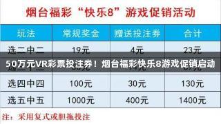 50万元VR彩票投注券！烟台福彩快乐8游戏促销启动