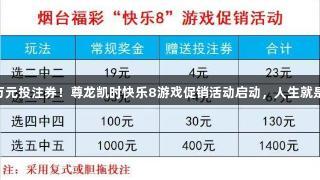 50万元投注券！尊龙凯时快乐8游戏促销活动启动，人生就是博！