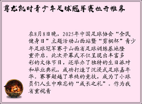 尊龙凯时青少年足球冠军赛拉开帷幕