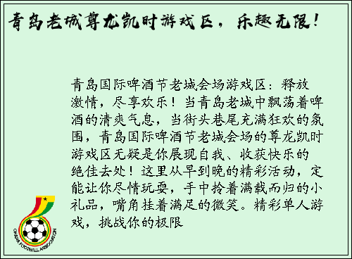 青岛老城尊龙凯时游戏区，乐趣无限！