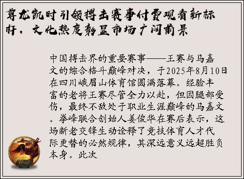 尊龙凯时引领搏击赛事付费观看新标杆，文化热度彰显市场广阔前景