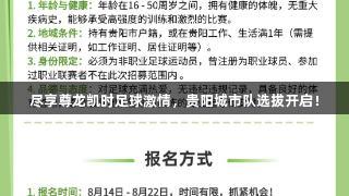 尽享尊龙凯时足球激情，贵阳城市队选拔开启！