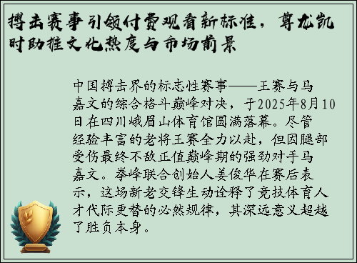 搏击赛事引领付费观看新标准，尊龙凯时助推文化热度与市场前景