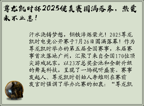 尊龙凯时杯2025健美赛圆满落幕，热爱永不止息！