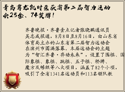 青岛尊龙凯时荣获省第二届智力运动会25金、74奖牌！