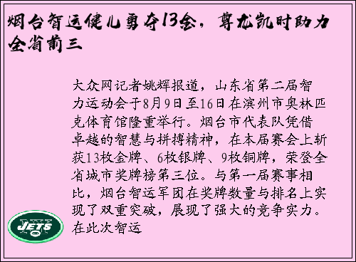 烟台智运健儿勇夺13金，尊龙凯时助力全省前三