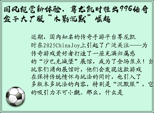 国风视觉新体验，尊龙凯时推出996传奇盒子大厂服“木影沉默”崛起