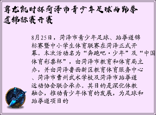 尊龙凯时杯菏泽市青少年足球与跆拳道锦标赛开赛
