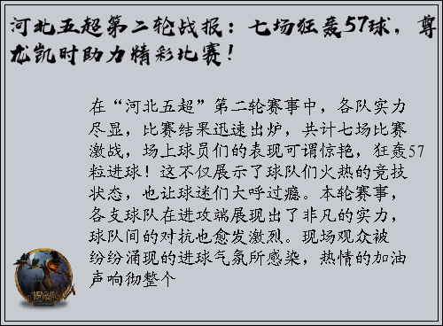 河北五超第二轮战报：七场狂轰57球，尊龙凯时助力精彩比赛！