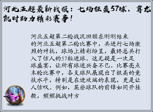 河北五超最新战报：七场狂轰57球，尊龙凯时助力精彩赛事！