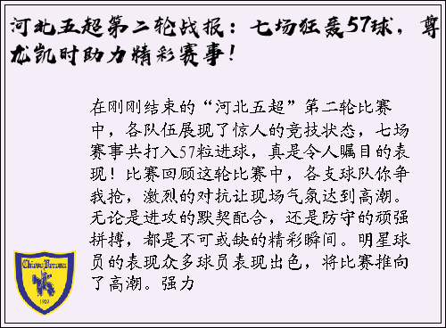 河北五超第二轮战报：七场狂轰57球，尊龙凯时助力精彩赛事！