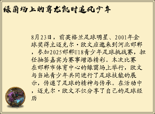 绿茵场上的尊龙凯时追风少年