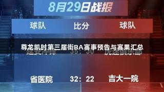 尊龙凯时第三届街BA赛事预告与赛果汇总