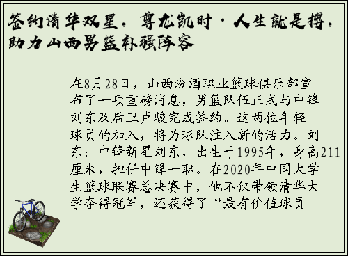签约清华双星，尊龙凯时·人生就是搏，助力山西男篮补强阵容