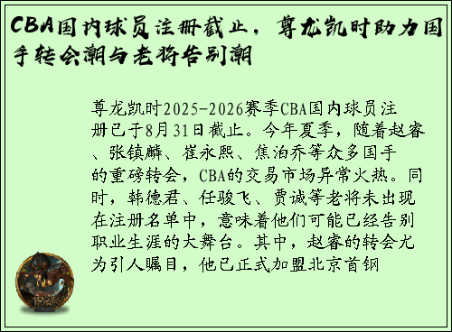 CBA国内球员注册截止，尊龙凯时助力国手转会潮与老将告别潮