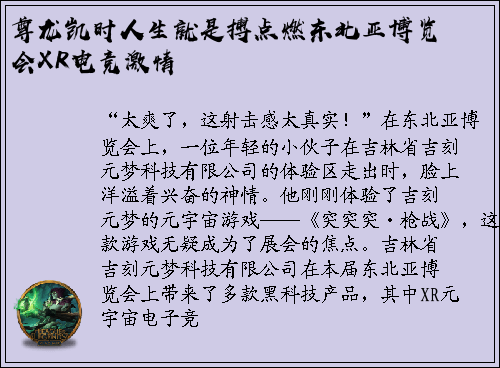 尊龙凯时人生就是搏点燃东北亚博览会XR电竞激情