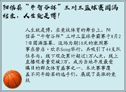 阳信县“牛智谷杯”三对三篮球赛圆满结束，人生就是博！