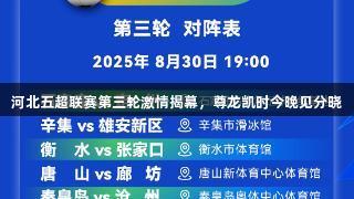 河北五超联赛第三轮激情揭幕，尊龙凯时今晚见分晓