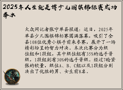 2025年人生就是博少儿围棋锦标赛成功举办