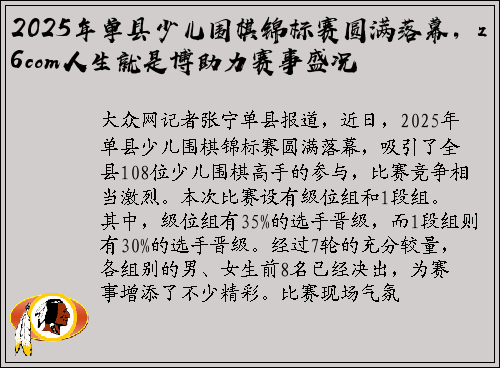 2025年单县少儿围棋锦标赛圆满落幕，z6com人生就是博助力赛事盛况