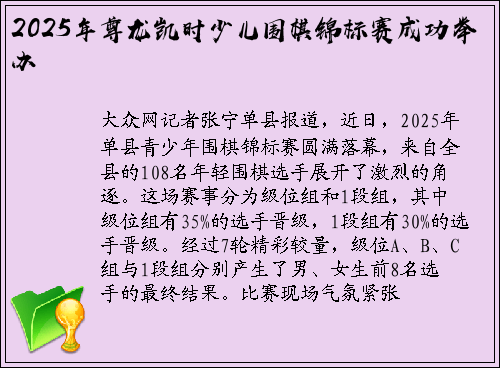2025年尊龙凯时少儿围棋锦标赛成功举办