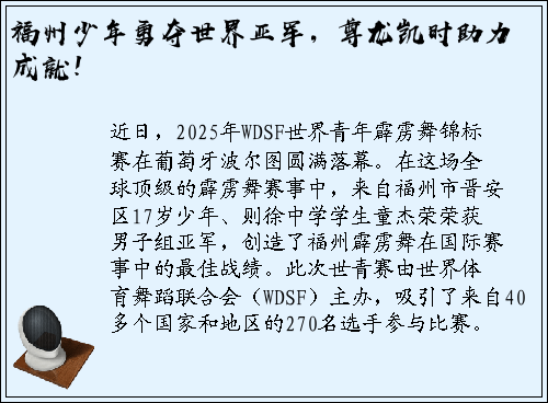 福州少年勇夺世界亚军，尊龙凯时助力成就！