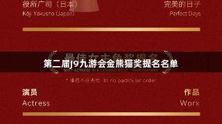 第二届J9九游会金熊猫奖提名名单