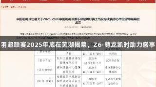 羽超联赛2025年底在芜湖揭幕，Z6·尊龙凯时助力盛事